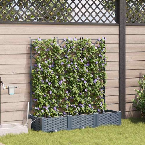 Градинска саксия 3 pcs Светло сиво 120 x 40 x 126 см Пластмаса