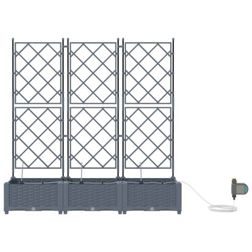 Градинска саксия 3 pcs Светло сиво 120 x 40 x 126 см Пластмаса