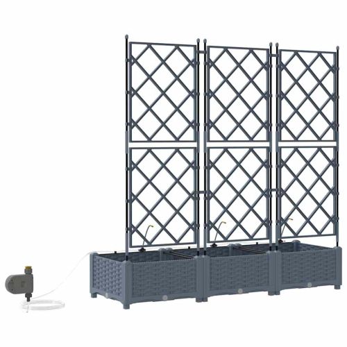Градинска саксия 3 pcs Светло сиво 120 x 40 x 126 см Пластмаса