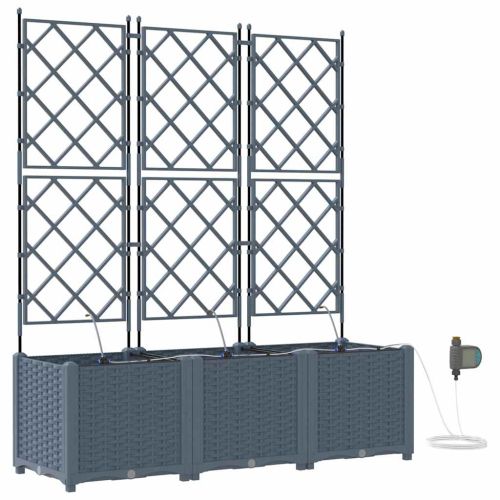 Градинска саксия 3 pcs Светло сиво 120 x 40 x 142 cm Пластмаса