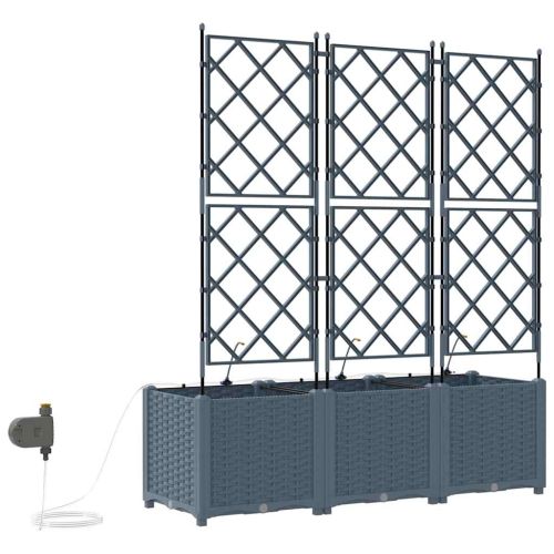 Градинска саксия 3 pcs Светло сиво 120 x 40 x 142 cm Пластмаса
