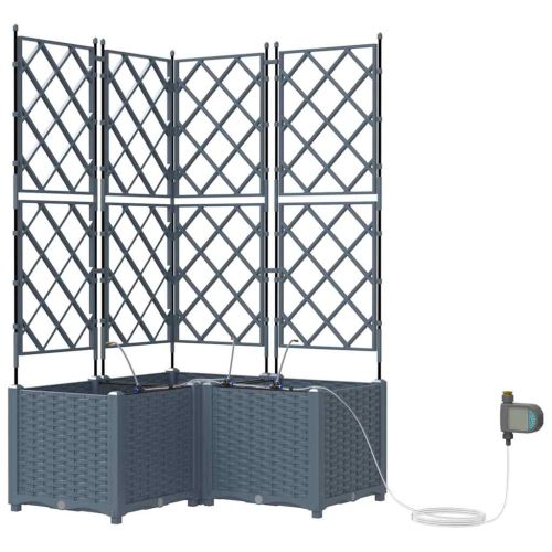 Градинска саксия 3 pcs Светло сиво 80 x 80 x 142 см Пластмаса