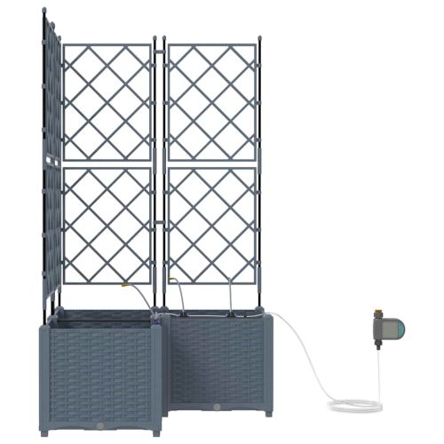 Градинска саксия 3 pcs Светло сиво 80 x 80 x 142 см Пластмаса