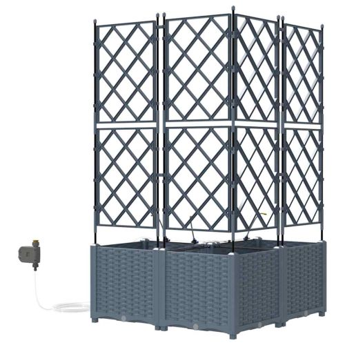 Градинска саксия 3 pcs Светло сиво 80 x 80 x 142 см Пластмаса