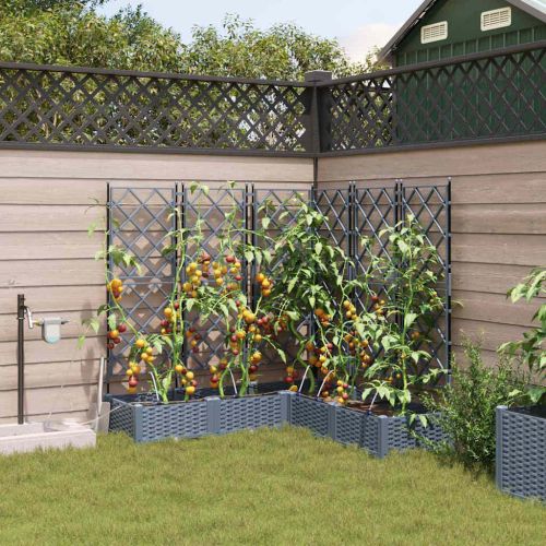 Градинска саксия 5 pcs Светло сиво 120 x 120 x 126 см Пластмаса