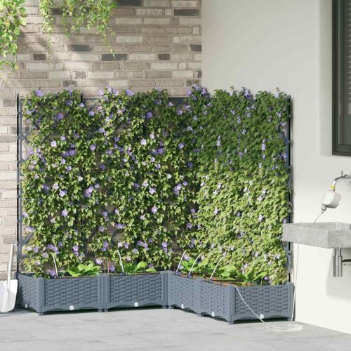 Градинска саксия 5 pcs Светло сиво 120 x 120 x 126 см Пластмаса