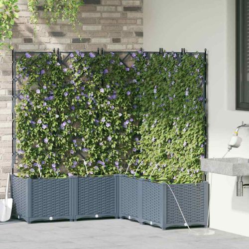 Градинска саксия 5 pcs Светло сиво 120 x 120 x 142 см Пластмаса