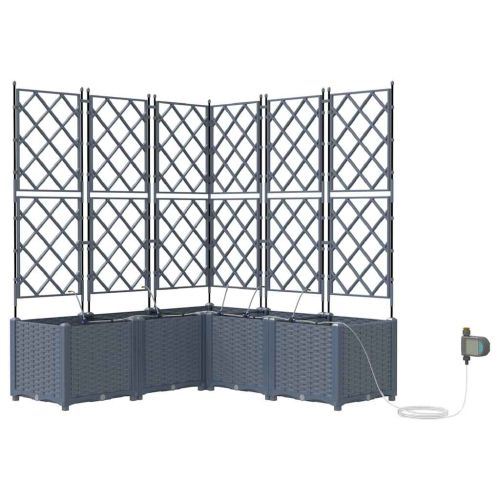 Градинска саксия 5 pcs Светло сиво 120 x 120 x 142 см Пластмаса