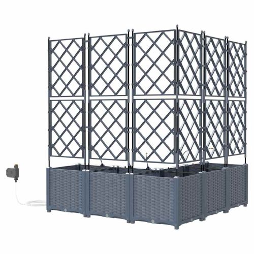 Градинска саксия 5 pcs Светло сиво 120 x 120 x 142 см Пластмаса