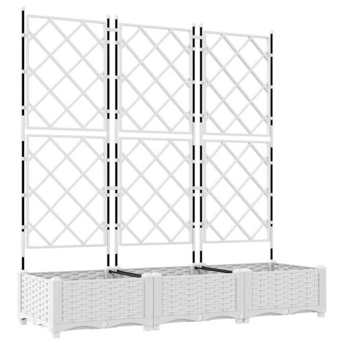 Градинска саксия 3 pcs Бял 120 x 40 x 125,5 см Пластмаса