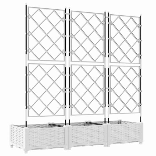 Градинска саксия 3 pcs Бял 120 x 40 x 125,5 см Пластмаса