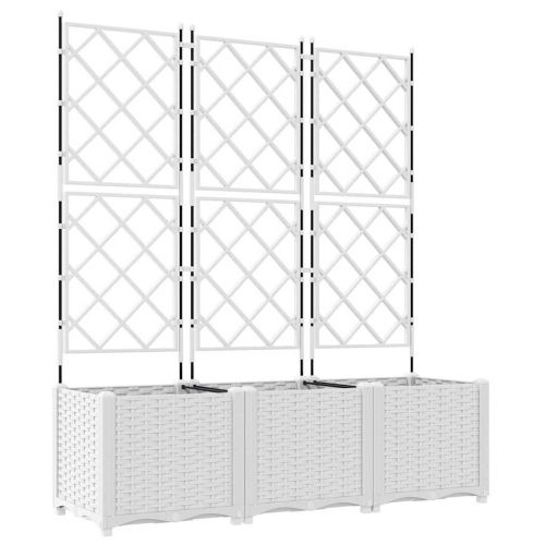 Градинска саксия 3 pcs Бял 120 x 40 x 143 см Пластмаса