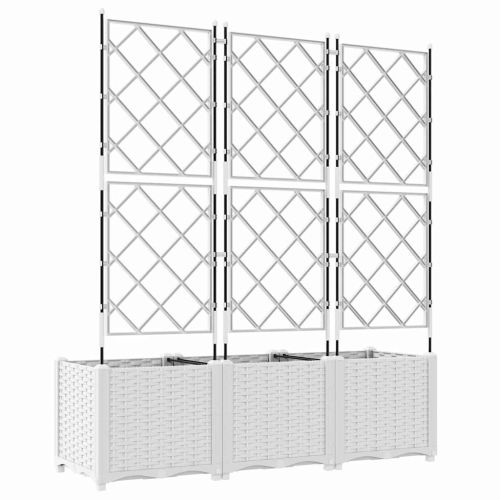 Градинска саксия 3 pcs Бял 120 x 40 x 143 см Пластмаса