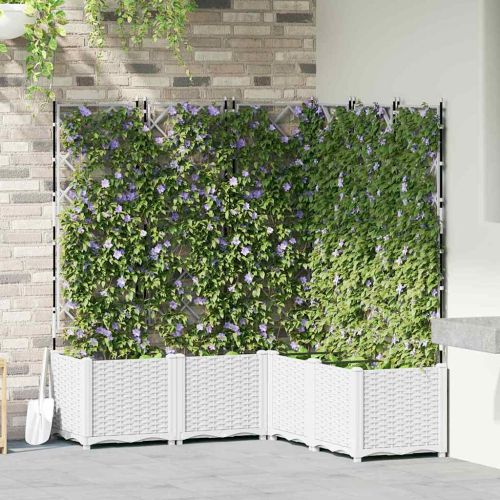 Градинска саксия 5 pcs Бял 120 x 120 x 143 см Пластмаса