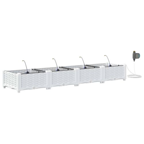 Градинска саксия 4 pcs Бял 160 x 40 x 22 см Пластмаса