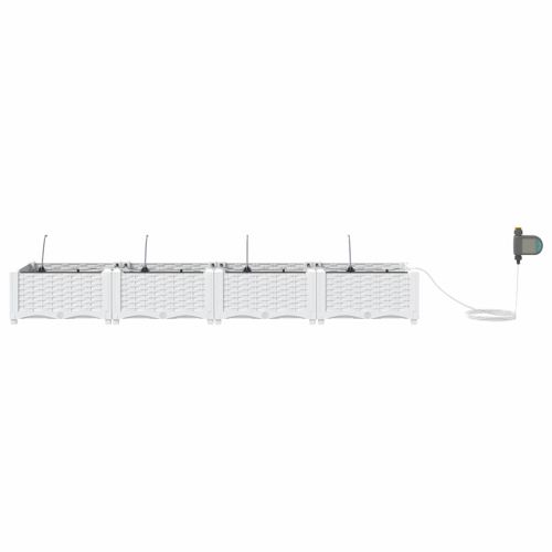 Градинска саксия 4 pcs Бял 160 x 40 x 22 см Пластмаса