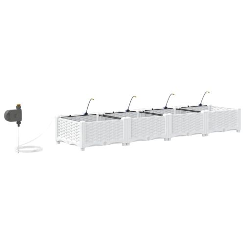 Градинска саксия 4 pcs Бял 160 x 40 x 22 см Пластмаса