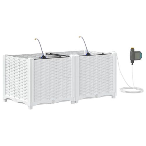 Градинска саксия 2 pcs Бял 80 x 40 x 37,5 см Пластмаса