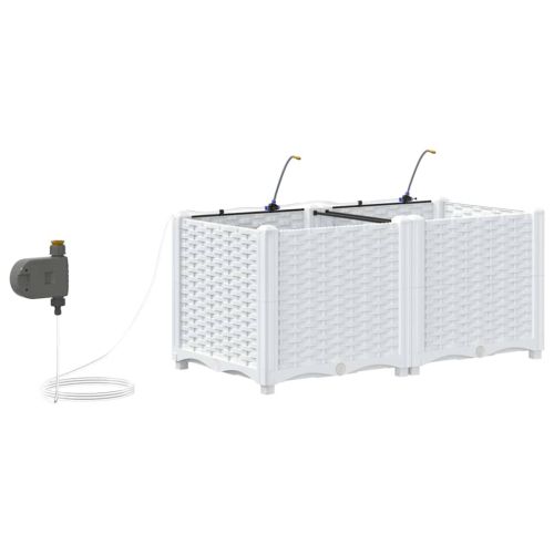 Градинска саксия 2 pcs Бял 80 x 40 x 37,5 см Пластмаса