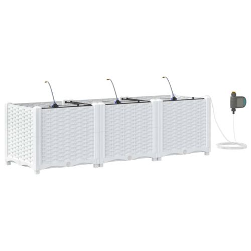 Градинска саксия 3 pcs Бял 120 x 40 x 37,5 см Пластмаса