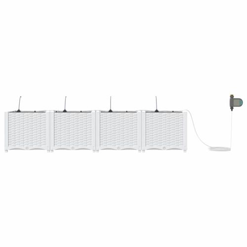 Градинска саксия 4 pcs Бял 160 x 40 x 37,5 см Пластмаса