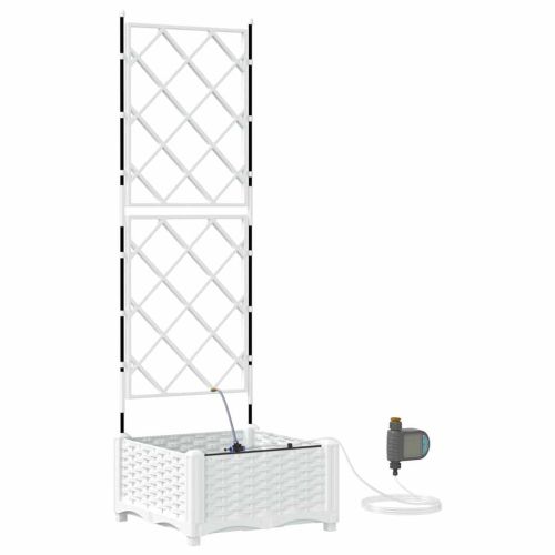 Градинска саксия Бял 40 x 40 x 126 см Пластмаса