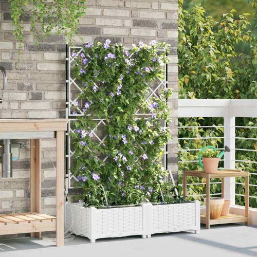 Градинска саксия 2 pcs Бял 80 x 40 x 126 см Пластмаса