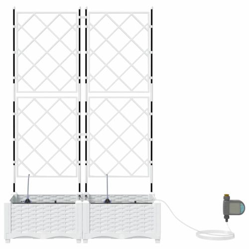 Градинска саксия 2 pcs Бял 80 x 40 x 126 см Пластмаса