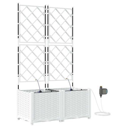 Градинска саксия 2 pcs Бял 80 x 40 x 142 cm Пластмаса