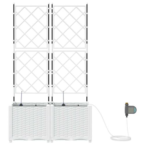 Градинска саксия 2 pcs Бял 80 x 40 x 142 cm Пластмаса