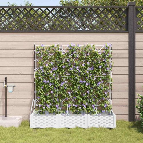 Градинска саксия 3 pcs Бял 120 x 40 x 126 см Пластмаса