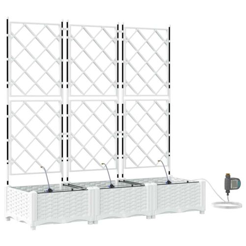 Градинска саксия 3 pcs Бял 120 x 40 x 126 см Пластмаса