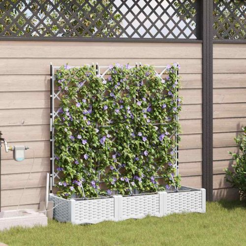 Градинска саксия 3 pcs Бял 120 x 40 x 126 см Пластмаса