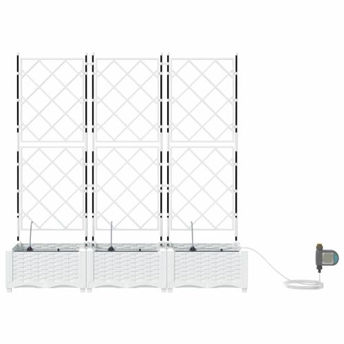 Градинска саксия 3 pcs Бял 120 x 40 x 126 см Пластмаса