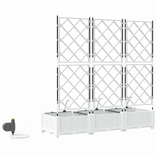 Градинска саксия 3 pcs Бял 120 x 40 x 126 см Пластмаса