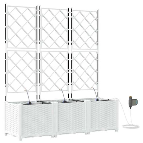 Градинска саксия 3 pcs Бял 120 x 40 x 142 cm Пластмаса