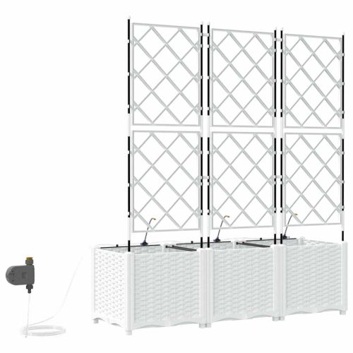 Градинска саксия 3 pcs Бял 120 x 40 x 142 cm Пластмаса