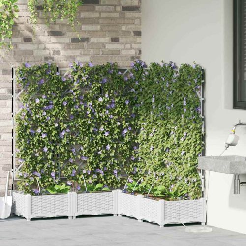 Градинска саксия 5 pcs Бял 120 x 120 x 126 см Пластмаса