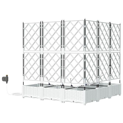 Градинска саксия 5 pcs Бял 120 x 120 x 126 см Пластмаса