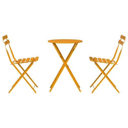 Сгъваем комплект мебели за бистро 3 pcs Горчица Стомана
