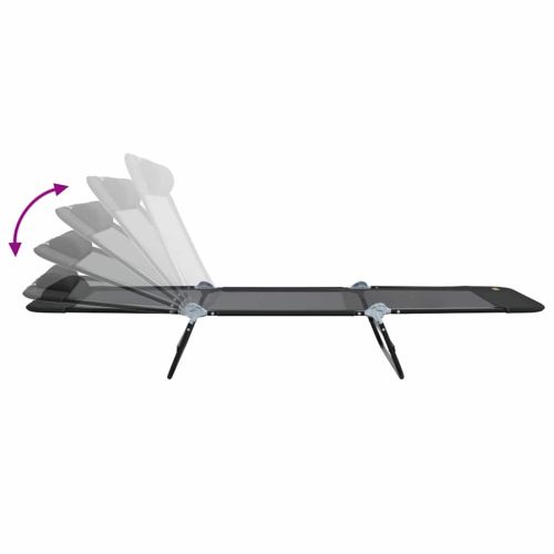Сгъваем шезлонг Черно 182 x 55 x 85,5 см Textilene