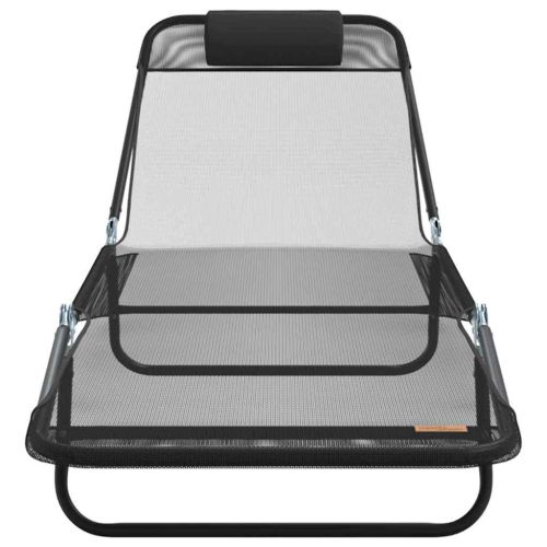 Сгъваем шезлонг 2 pcs Черно 182 x 55 x 85,5 см Textilene