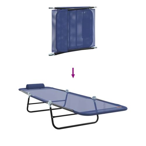 Сгъваем шезлонг 2 pcs Морски син 182 x 55 x 85,5 см Textilene