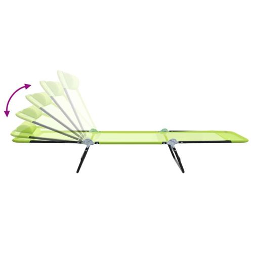 Сгъваем шезлонг 2 pcs Зелен 182 x 55 x 85,5 см Textilene