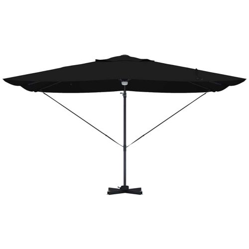 Плажен чадър Черно 351 x 250 x 253 см Полиестер и алуминий