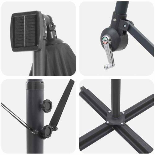 Плажен чадър Антрацит 294 x 294 x 248 см Полиестер и алуминий