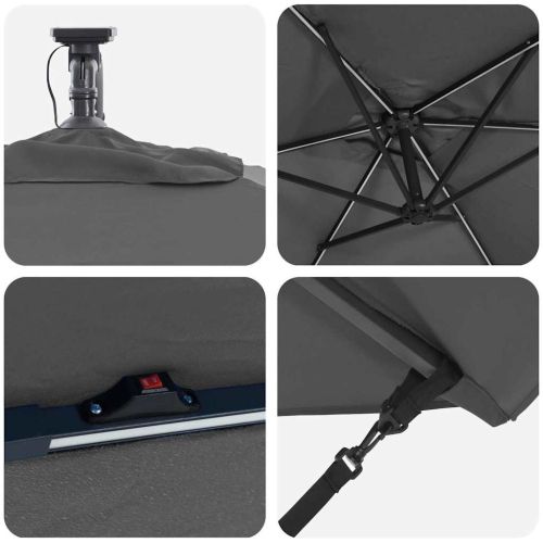 Плажен чадър Антрацит 294 x 200 x 270 см Полиестер и алуминий