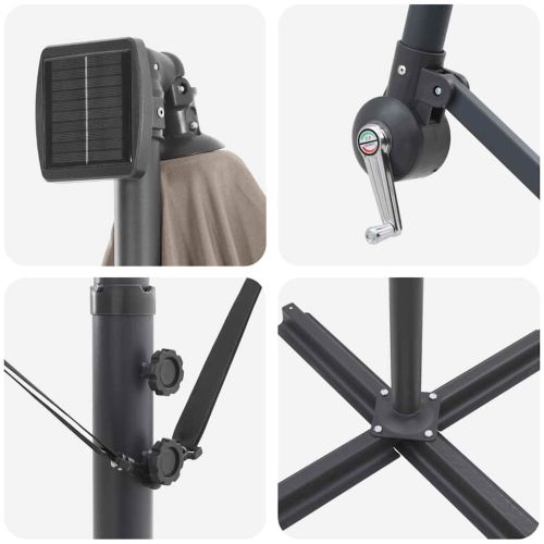 Плажен чадър Таупе 294 x 200 x 270 см Полиестер и алуминий