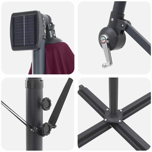 Плажен чадър Бордо червен 294 x 200 x 270 см