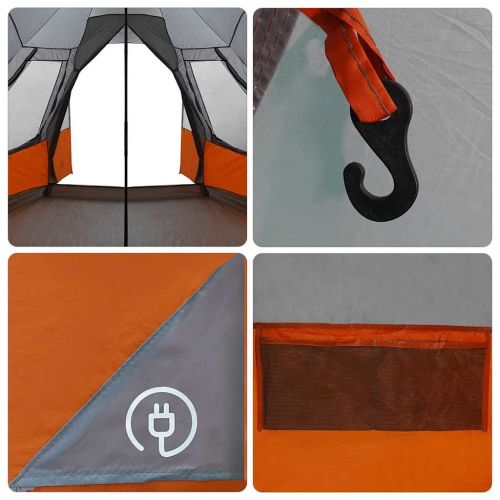Тент тип Teepee за 5 души Сив и оранжев 545 x 450 x 295 см